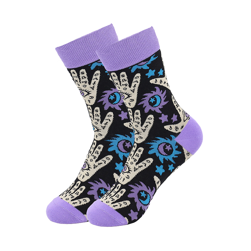 Meias femininas em jacquard até o meio da panturrilha