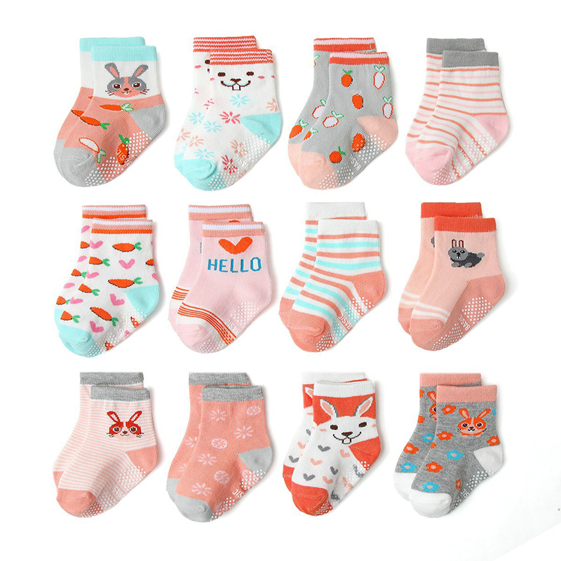 Meias coloridas antiderrapantes para bebé menina